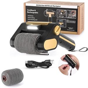 Catzon Electric Grill Cleaner Bristle Free Rechargeable with LED Light-Gold