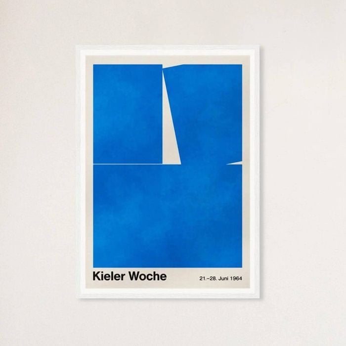 Galrie Kieler Woche 1964 Regatta Poster by Hans Hillmann - Nautical Art, White Frame, 70 x 100cm (28 x 40inch)