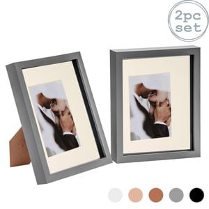 Nicola Spring Acrylic 3d Box Photo Frame With 4" X 6" Mount - 8" X 10"  - Grey - Pack Of 2