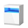 Oikiture Bedside Table LED Nightstand Shelf Side End Table White