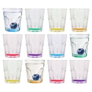 Argon Tableware Panelled Shot Glasses with Coloured Base - 55ml - Pack of 12