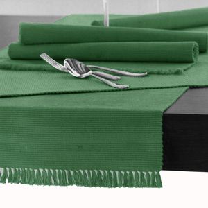 Hoydu Cotton Ribbed Table Runner 45cm x 150cm - Hedge Green