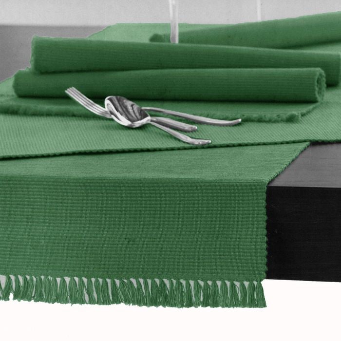 Hoydu Cotton Ribbed Table Runner 45cm x 150cm - Hedge Green