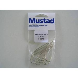 Mustad PreRigged Ganged Fishing Hook 3 Sets 1/0