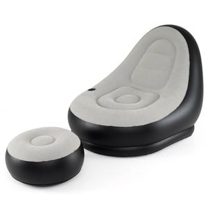 Costway Inflatable Lounge Sofa Ottoman Portable Air Couch Bed Flocked