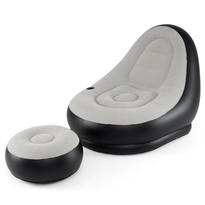 Costway Inflatable Lounge Sofa Ottoman Portable Air Couch Bed Flocked