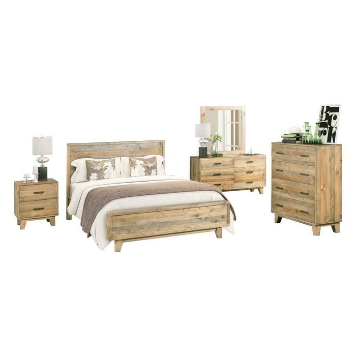 Bedroom Suite 5 pcs  Solid Wood Light Brown Colour in Queen Size