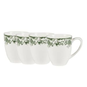 4x Casa Domani Rosetta Coupe Porcelain Mug Antique Green 370ml Microwave Safe