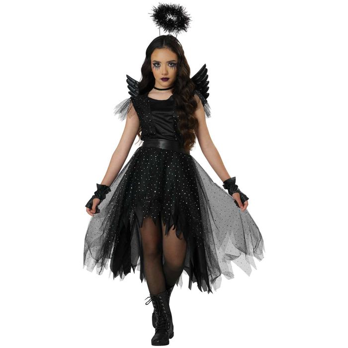 Dark And Dazzling Angel Evil Devil Satan Horror Halloween Child Girls Costume S