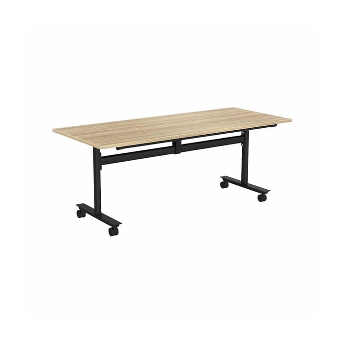 Olg Agile Flip Table Black Frame New Oak Smooth Top L1200mm X W600mm