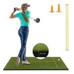 Costway 1.2×1.5m Golf Hitting Practice Mat Artificial Lawn Grass Pad Golf Training Aid