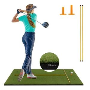 Costway 1.2×1.5m Golf Hitting Practice Mat Artificial Lawn Grass Pad Golf Training Aid