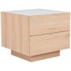 Mia End Table with White Tempered Glass Top - Oak