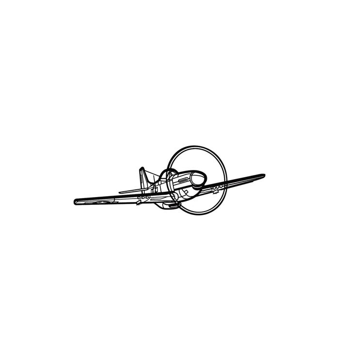 Ignite Laser North American P-51 Mustang - Iconic Fighter Aircraft Silhouette Metal Wall Art Rustic Metal 47 inch - 120 cm