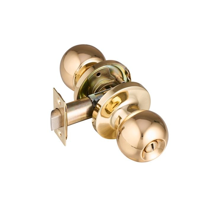 Schlage Polished Brass Regent Series Denver Privacy Knobset