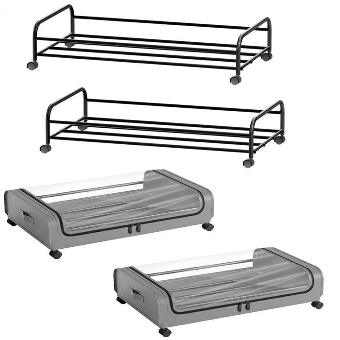 CARLA HOME Set 2 Pcs XXL Under Bed Rolling Storage Containers with 50L Large Capacity and Wheels