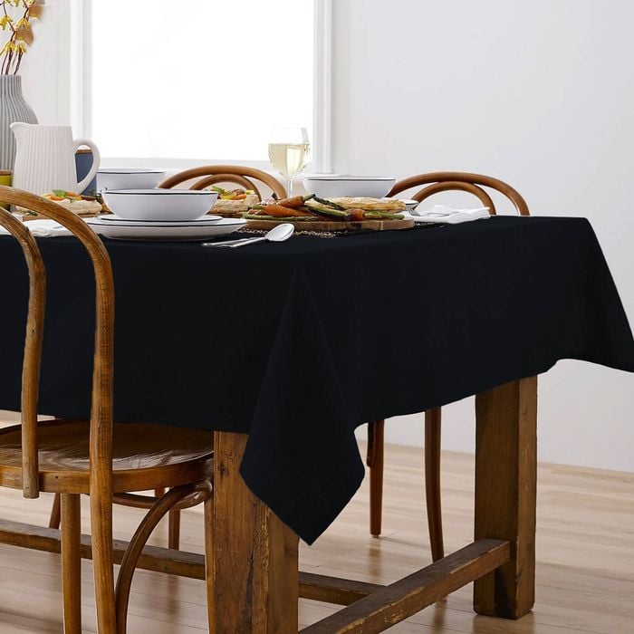 Ladelle Base Black Linen Look 100% Cotton Tablecloth 150 x 265 cm - Bunnings Australia