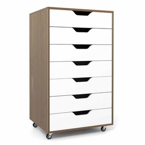 Costway 7-Drawer Storage Cabinet Filing Dresser Chest 4 Caster Natural