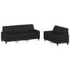 vidaXL Sofa Set with Cushions 2-Seater Sofa Couch 2 Piece Black Faux Leather