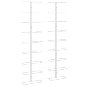 vidaXL 2x Wall-mounted Wine Racks for 9 Bottles White Iron Bottle Holder Shelf