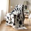 CottonMore Super Soft Microfibre Winter White Blanket 130x160cm Cow Pattern Throw Rug