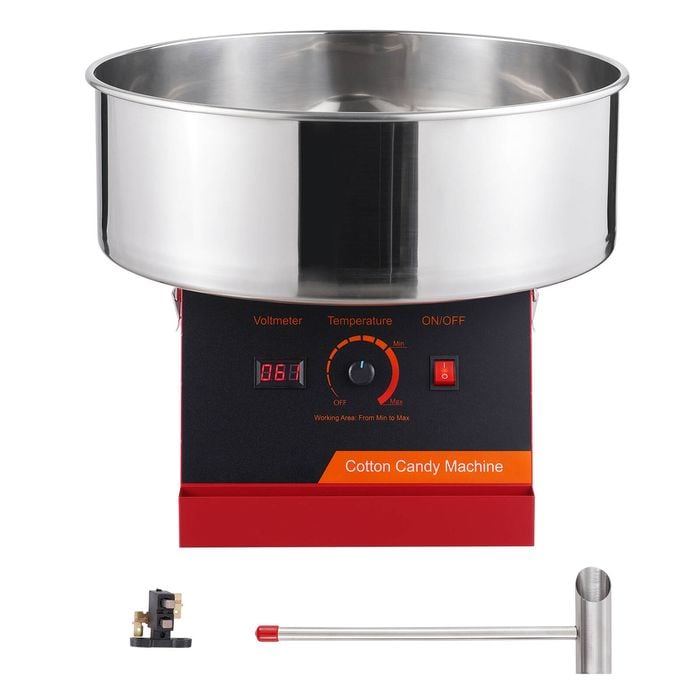 VEVOR 518x518x415mm Electric Cotton Candy Machine Red with Stainless Steel Bowl