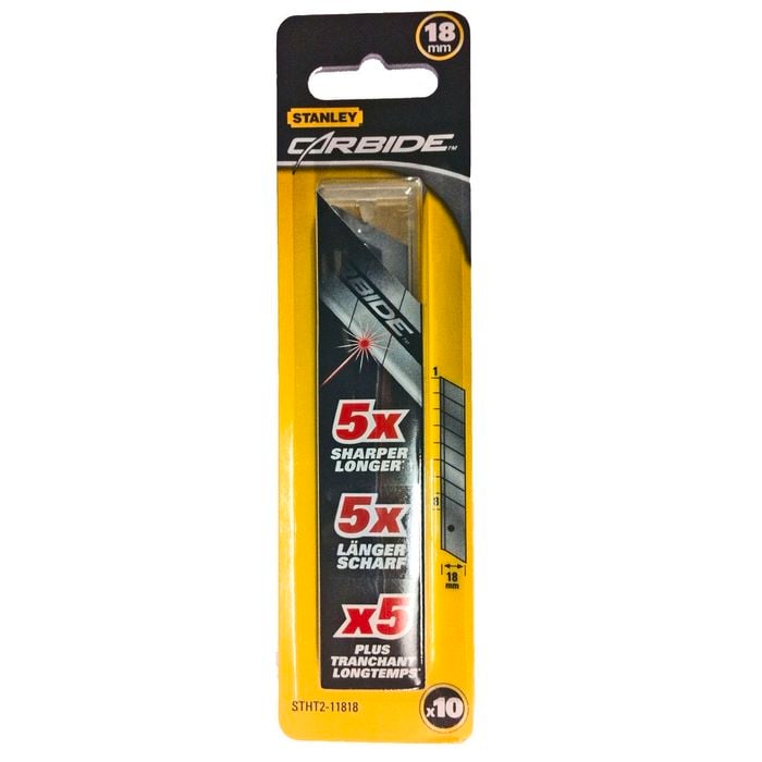 Stanley 18mm Snapoff Carbide Knife Blades - 10 Pack