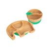 Tiny Dining Children's Bamboo Elephant Plate, Bowl and Spoon with Suction Cups - Segmented Design