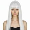 LONG WIG Straight Party Hair Costume Fringe Cosplay Fancy Dress 70cm Wos White 22451