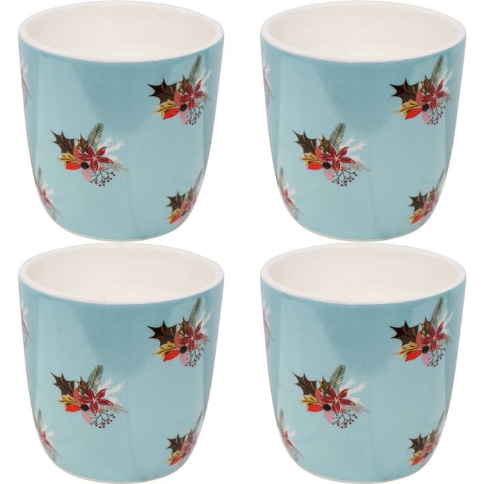 4PK LVD 10x10cm Ceramic Wax Candle Merry Christmas 1 Home Decor
