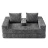 Ufurniture 160cm Convertible 2 Seater Sofa Bed W/ 2 Pillow Side Pocket Cupholder No Assembly Corduroy Loveseat Sofa Grey