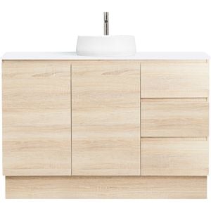 CIBO 1200mm Coast Veneer Nordic Full Height Bathroom Vanity with Pod White Matte Basin