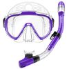 EMSINA Dry Snorkel Set with Panoramic Wide View Anti-Fog Diving Mask - Purple