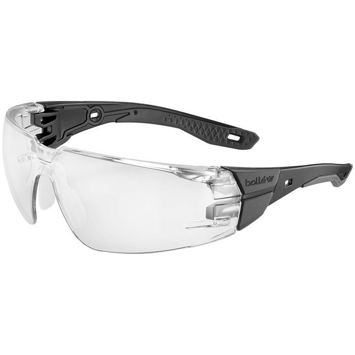 Bollé Safety Black/Grey Temples Clear Platinum Lens Rush+ 2.0 Safety Glasses
