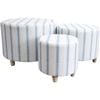 3pc LVD Linen Ottomans Stool Set 60x44cm/49x39cm/35x34cm Hamptons Stripes