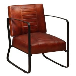 vidaXL Lounge Chair Genuine Leather Brown Armchair Seat Living Room Furniture