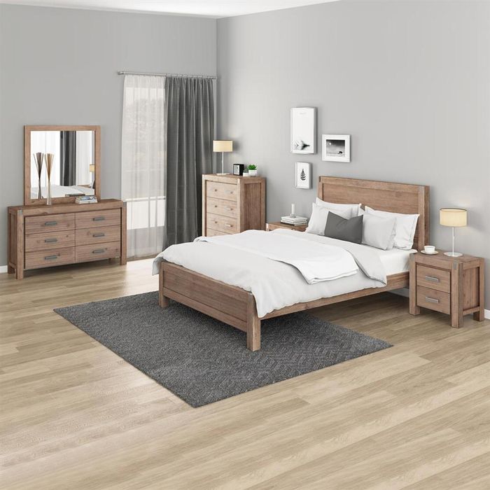 5 Pieces Queen Size Bedroom Suite Oak Colour