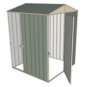 Build-a-Shed 1.5 x 1.5 x 2.3m Single Hinged Door Gable Shed with Single Sliding Side Door - Green