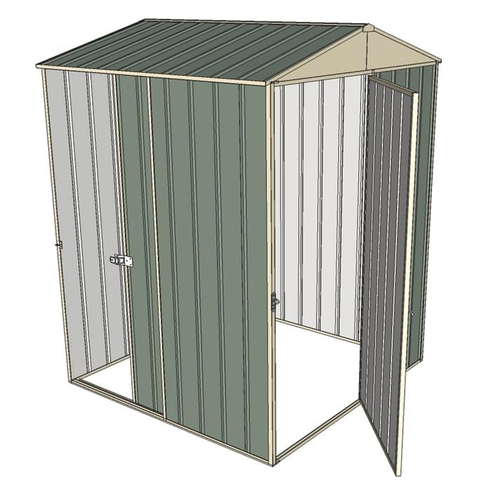 Build-a-Shed 1.5 x 1.5 x 2.3m Single Hinged Door Gable Shed with Single Sliding Side Door - Green
