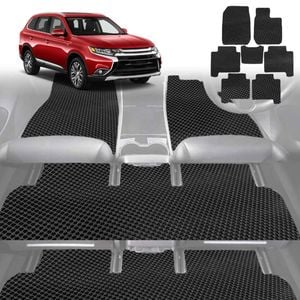 6D Diamond Car Floor Mats for Mitsubishi Outlander 2012-2018-Ultimate Set-Black-Outback GT