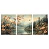 3pcs Ornate Garden Scene with Birds and Trees Print 100% Australian Made 3 x 40x60cm (Metal Print)