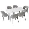 Oikiture 7PCS Dining Sets  120cm Rectangle Table with Chairs Fabric Grey