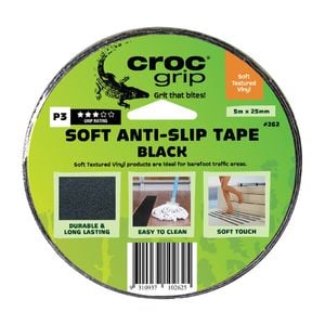 Croc Grip 25mm x 5m Black Soft Textured Vinyl Tape