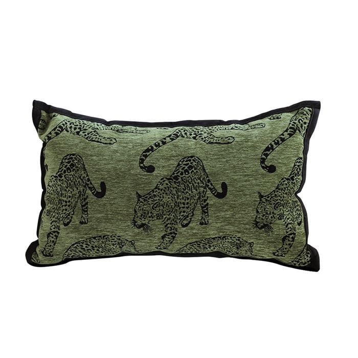 SOGA 30cm Green Leopard Lumbar Throw Pillow
