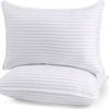 2x Premium 100% Cotton Pillow with Cover Filled Durable Soft Standard - 48x74cm - White | 48 x 74 cm | Cotton Cover