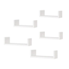 HOMFURN Set of 5 White U Shape Floating Wall Shelves