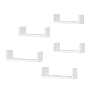 HOMFURN Set of 5 White U Shape Floating Wall Shelves