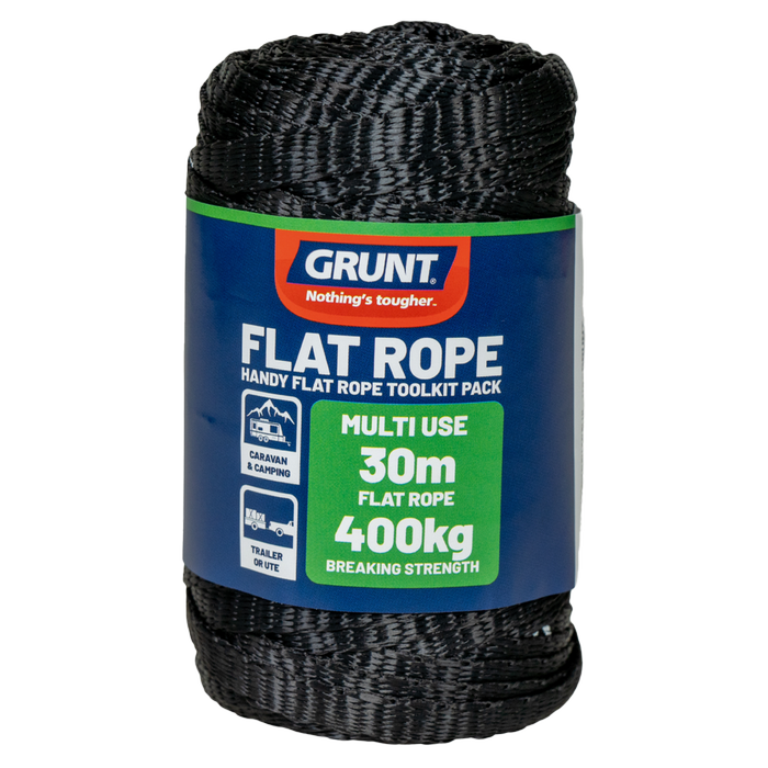 GRUNT 30m Black Flat Rope Refill Roll