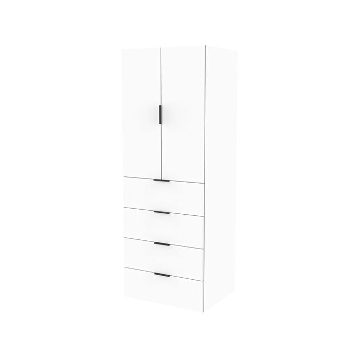 Lugna 2048 x 750 x 580mm White Hangrail 4 Drawer Double Door Storage Cabinet
