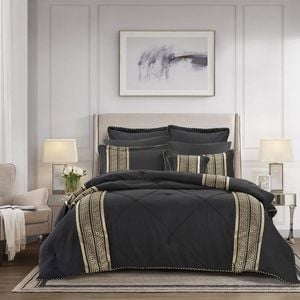 6pc Bianca Raffaello Super King Black Polyester Comforter Set